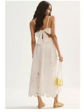 Anthropologie Tie-Back Cutwork Eyelet Dress in White No tags Worn Once